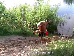 The kinky and salacious guy is walking around the forest during the student sex picnic and suddenly notices two passionate babes pleasing each other�s pussy. No wonder the camera guy joins the chippies!