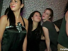 Good looking horny girls banging dudes at a huge sex party