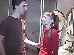 This beautiful mini is so passionate and amoral her boyfriend decides they gotta make some money on her sex obsession. He finds some eager rich impoverish online who sure doesn't mind playing this kinky game with fucking a hot 18 y.o. chick right vanguard be useful to her jealous boyfriend. Yeah, right, jealous. This fucking perv takes the cash, then stays to watch his honey get fucked and gives her a loving kiss right when she gets her orgasm.